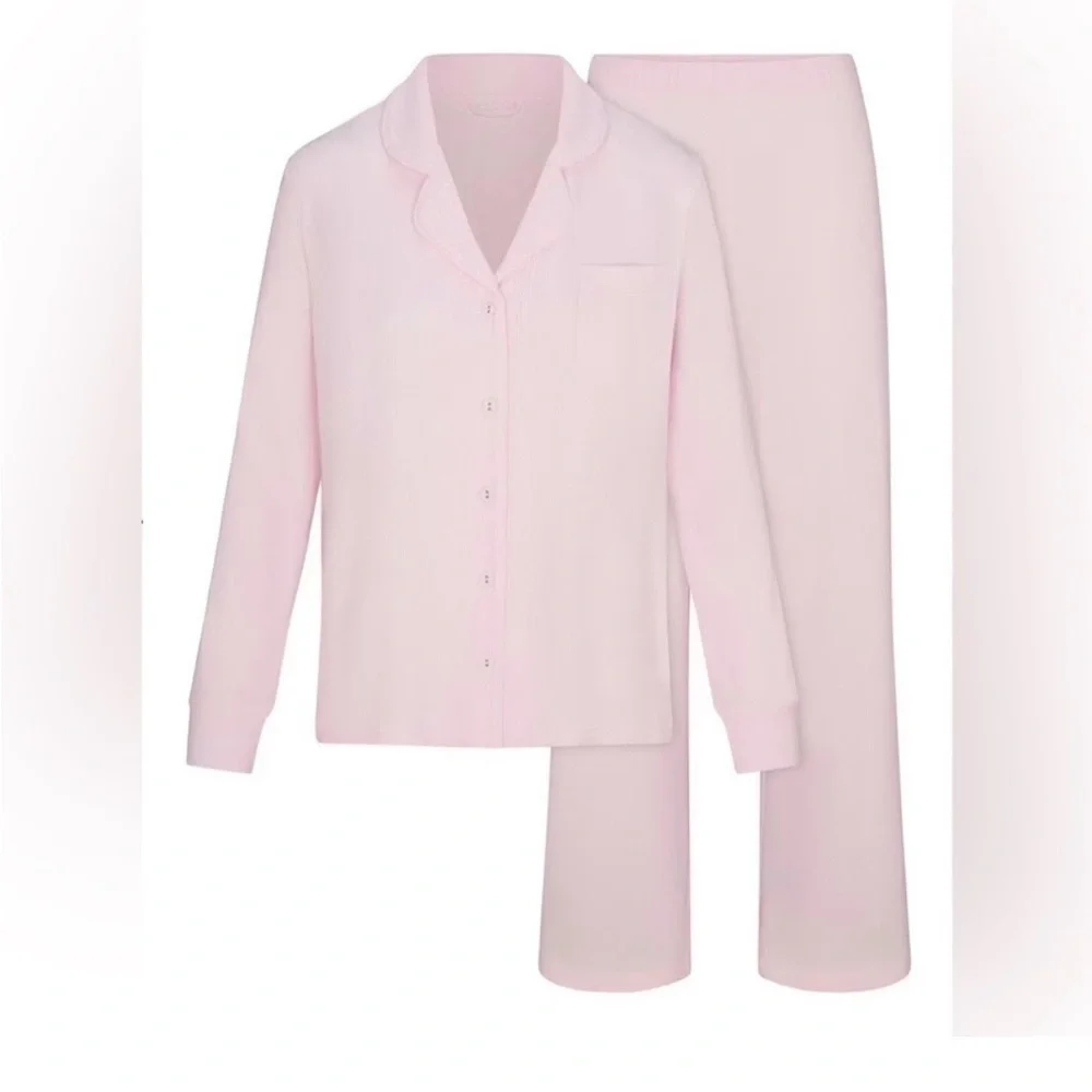 SKIMS NEW Sleep Long PJ Set Large Pink Bloom